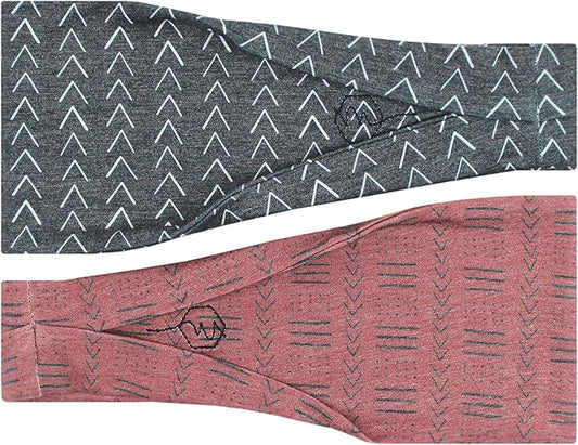 Maven Thread Workout Headbands for Women, 2Pack - 4 inch Thick Wide, Non Slip Sweatbands for Women, Ideal for Exercise, Gym Hairband for Athletic Workouts and Yoga, Black Marble