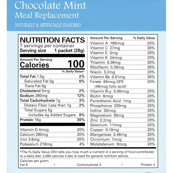 Weight Loss Systems Pudding and Shake Aspartame Free - Chocolate Mint (7/Box) - High Protein - Low Calorie - Low Fat - Low Carb
