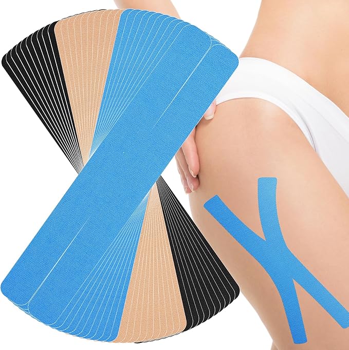 Waterproof Breathable Athletic Elastic Sports & Weightlifting Tape, Injury Recovery-Muscle Strain Relief & Joint Support(3 Colors Mixed) (X-Shaped)