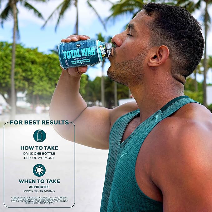 REDCON1 Total War Ready to Drink Preworkout, Pink Lemonade - 350mg of Fast Acting RTD Caffeine - Beta Alanine + Citrulline Malate for Increased Pump - Keto Friendly Workout Drink (12 Servings)