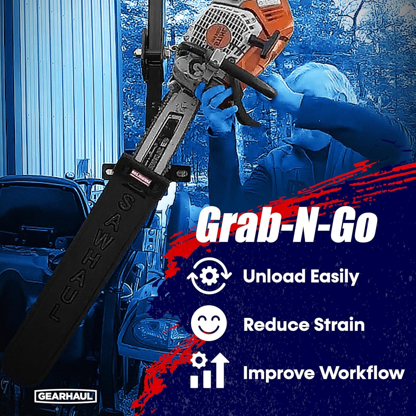 SawHaul Snap-Lok Universal Chainsaw Carrier Kit for Tractors and Skid Steers – 28 Inch Black Scabbard with Rotating Mount – Compatible with All Chainsaw Brands – Made in USA