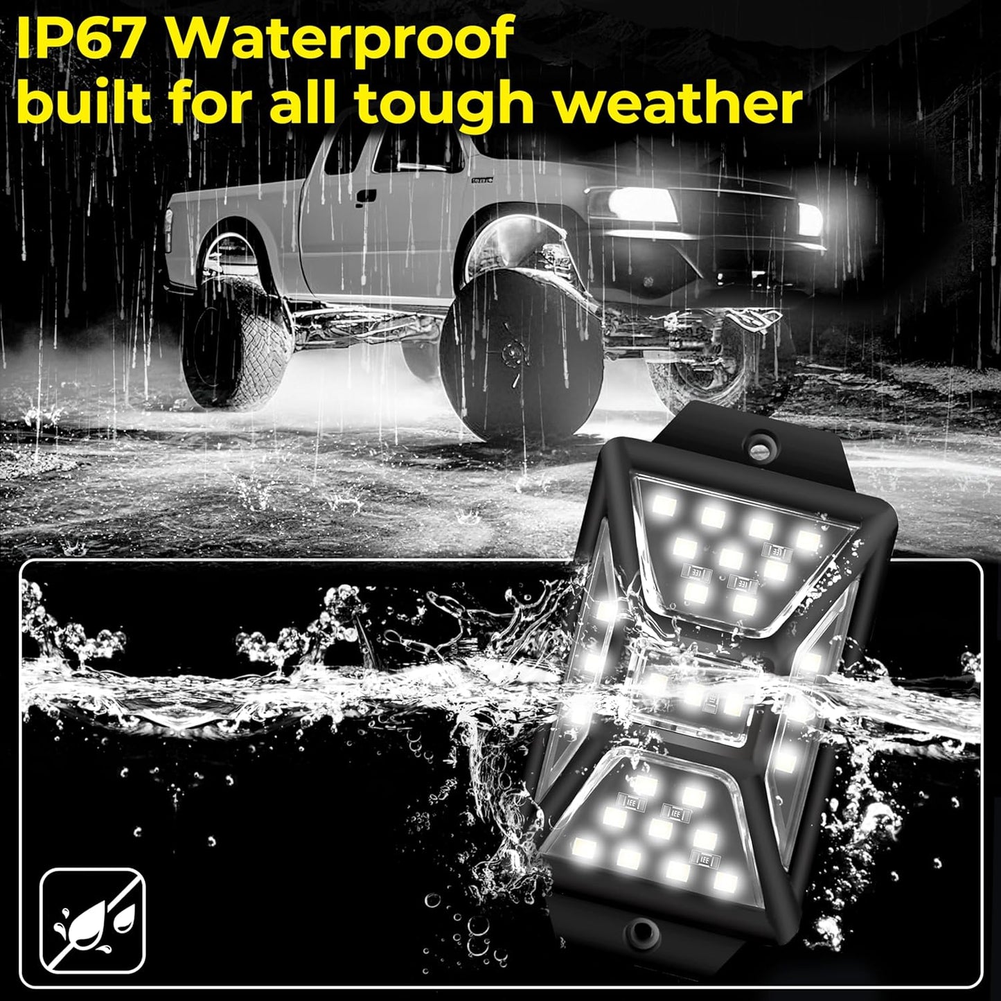 20 Pods 540 LEDs White Rock Lights with 11yd/10M Extension Wire, 6000K Super Bright Underglow Light, Waterproof IP67, 360° Full Angle Illuminate Rock Lights for Trucks Jeep UTV ATV SUV Boats