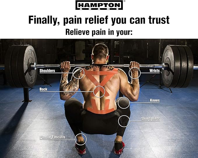 Hampton Adams | As Seen on Shark Tank | Elastic Kinesiology Tape (2-Pack) | Uncut Athletic Tape Supports & Protects Muscles Knees Shoulders & Plantar Fasciitis | Waterproof Hypoallergenic (Orange)