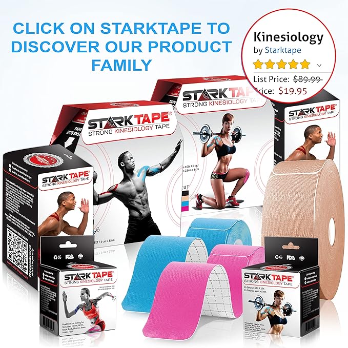 Kinesiology Tape Athletic Pro Sports - 3 Rolls, 60 Precut Strips, Latex-Free, for Muscle Support, Ankles, Wrists, Knees, Running, Tennis, Swimming. Stays Secure for Several Days