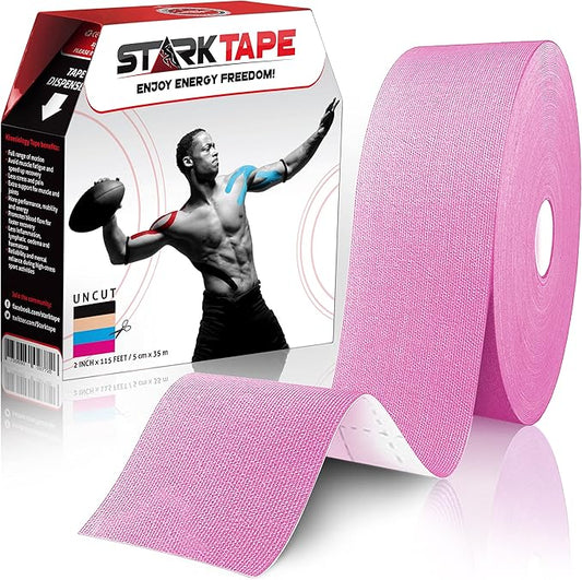 Original Kinesiology Athletic Tape. Professional Sports Tape for Ankle Wrist Knee Shoulder Muscles Joints. Latex Free, Waterproof, Stretchy, and Gentle on Skin. Up to 115 ft/Roll