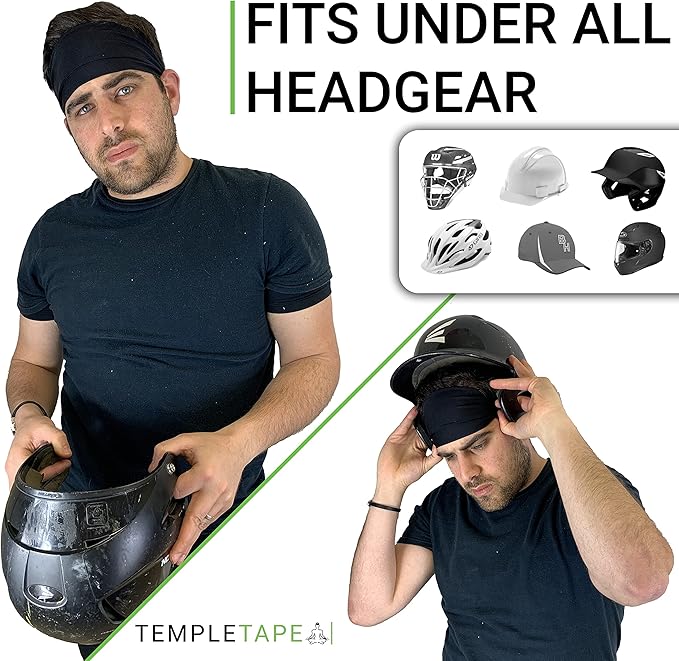 Headbands for Men and Women - Mens Sweatband & Sports Headband Moisture Wicking Workout Sweatbands for Running, Cross Training, Yoga and Bike Helmet Friendly