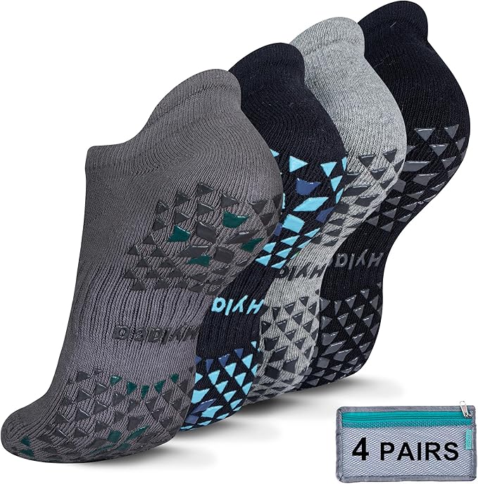 Hylaea Unisex Non Slip Socks with Grip for Yoga, Hospital, Pilates, Barre | Ankle, Cushioned