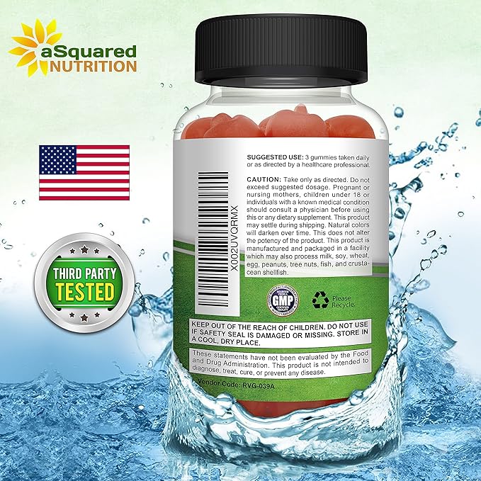 aSquared Nutrition Apple Cider Vinegar Gummies - 1500mg with The Mother - 90 ACV Gummies w/Vitamin B6 & B12, Folic Acid - Vegan Gummy Supplement Alternative to Capsules Pills & Drink