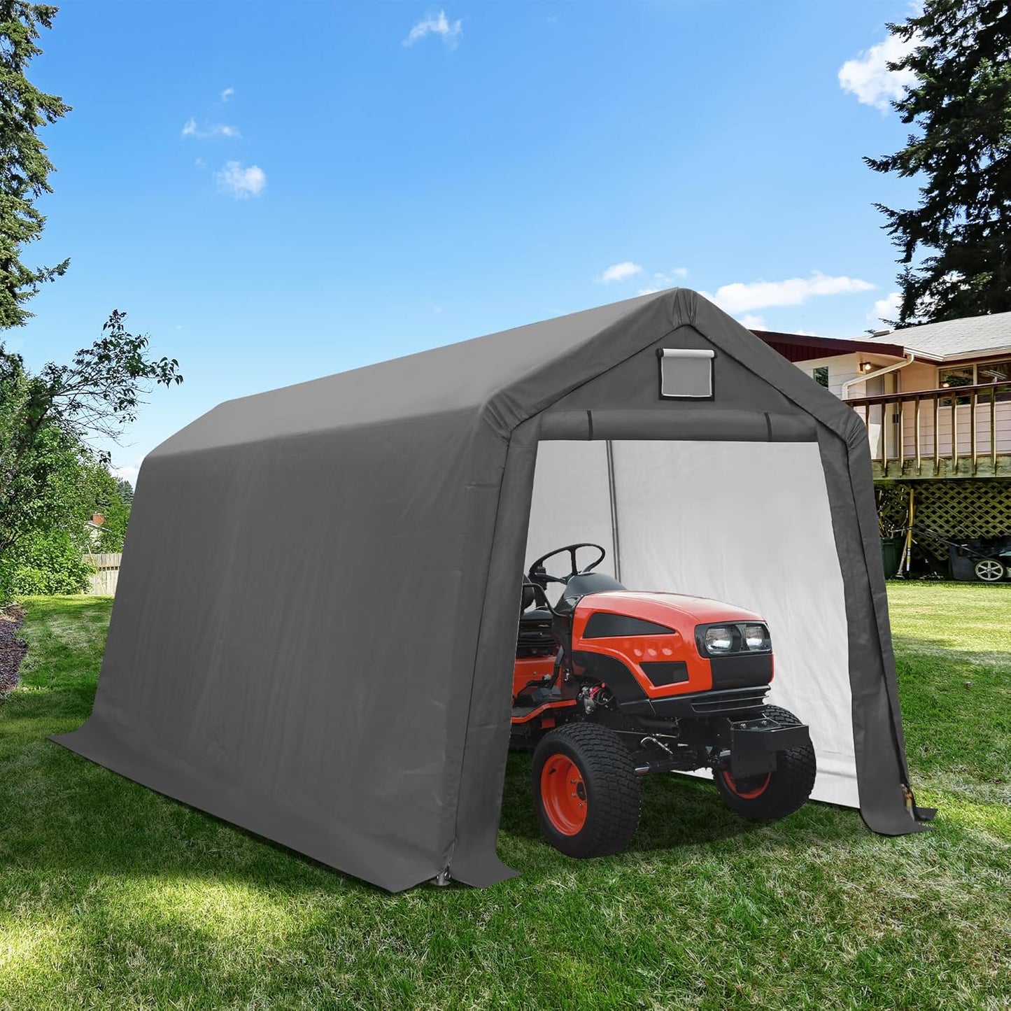 7' x 12' Outdoor Storage Shelter Shed, Portable Storage Shed Heavy Duty Portable Garage with Roll-up Zipper Door for Generator, Vehicles,Motorcycle