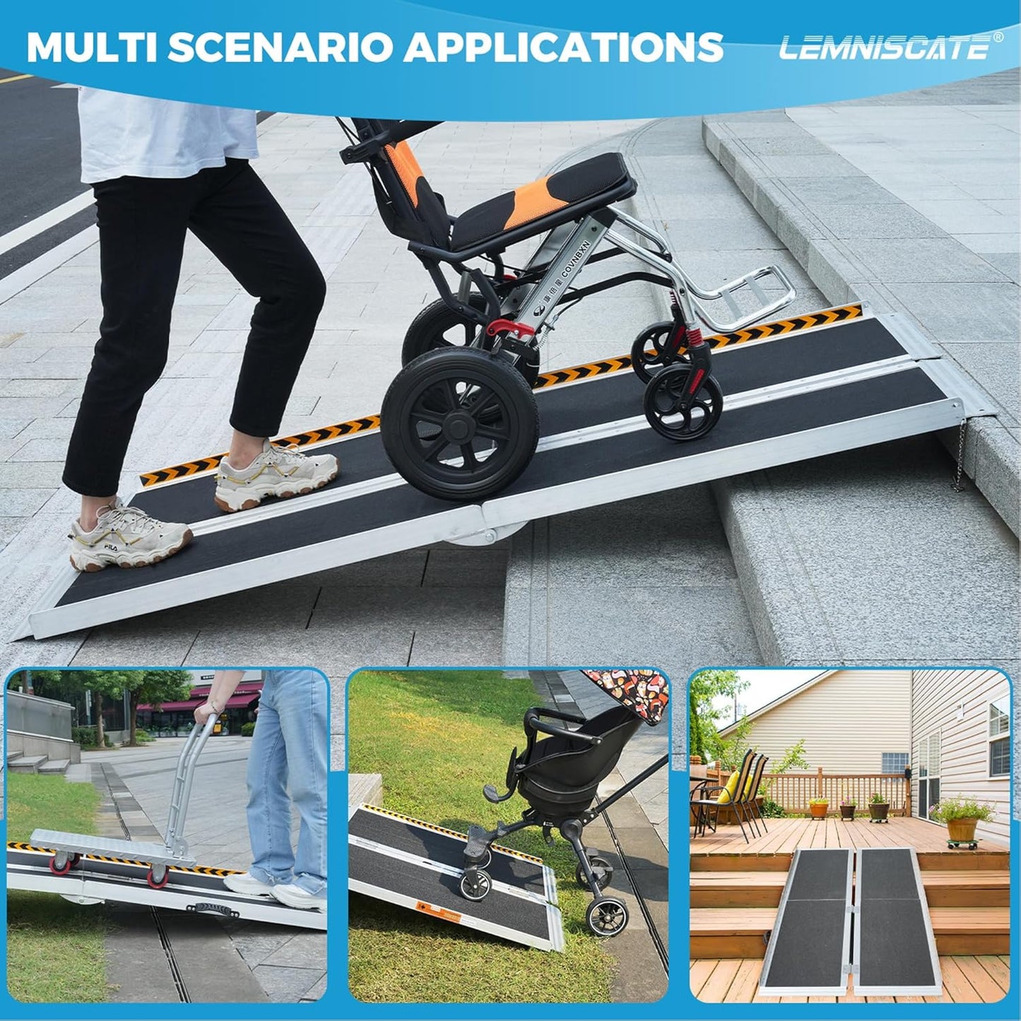 LEMNISCATE 6FT Wheelchair Ramp, 29.2” W Non-Slip Portable Ramps for Wheelchairs for Home Steps, Folding Aluminum Handicap Ramps for Home Entry, Doorways, Shed, Stairs, Curbs, Walkers, Scooter