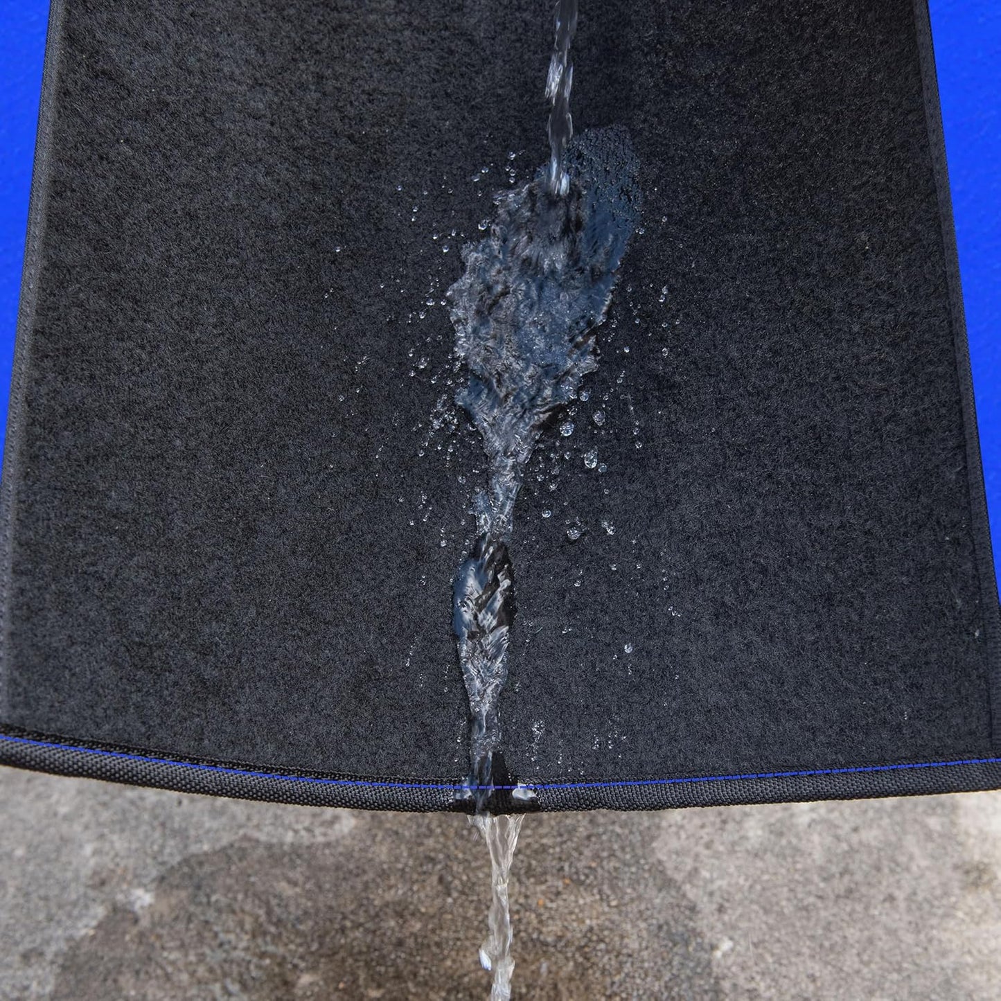 CAR PASS Rainbow Waterproof Universal Fit Faux Leather Car Carpet- Anti-Slip Nibbed Backing Floor Mats for SUV, Vans, Sedans, Trucks, Automotive Set of 4pcs (Black with Blue)