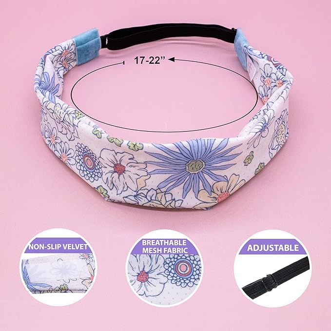 FROG SAC Sport Headbands for Girls, Adjustable Non Slip Athletic Sports Hair Bands for Women, Stretch Elastic Workout Mesh Headband for Yoga Running Exercise Soccer