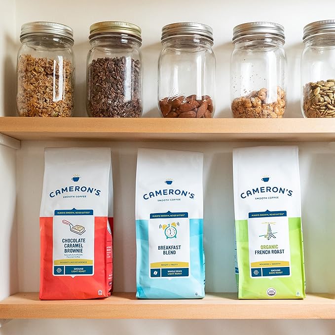 Cameron's Coffee Roasted Ground Coffee Bag,Sea Salt Caramel Cold Brew, 12 ounce Pack of 6