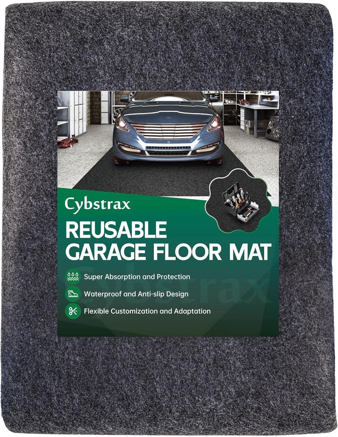 Oil Spill Mat - 96" x 60" Absorbent Oil Garage Floor Mat for Under Car - Protect Driveway from Drips, Spills, Stains, Reusable & Durable Garage Floor Protection Mat with Waterproof Backing