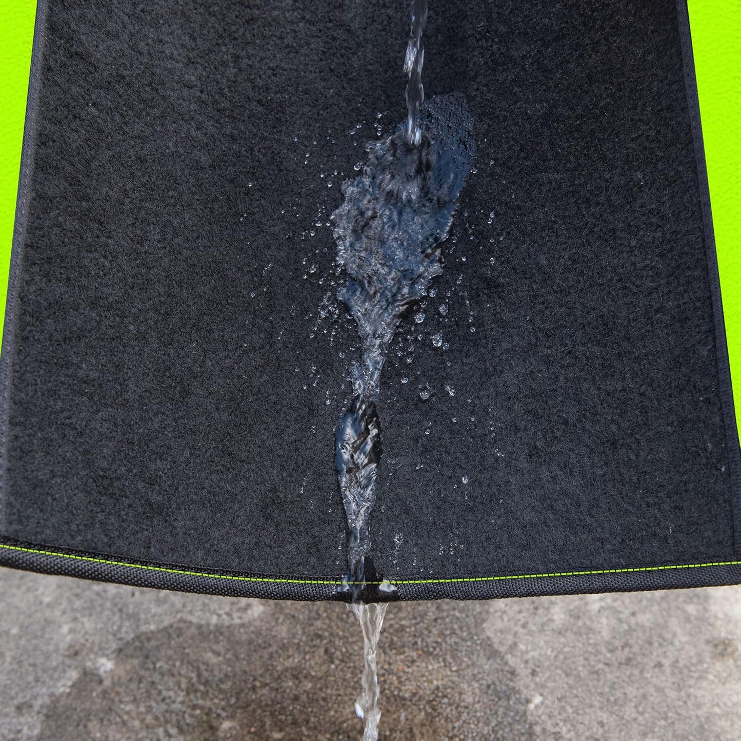 CAR PASS Fluorescent Leather & Waterproof Car Carpet Floor Mats, Universal Car Mats Fit for SUV,Vans,sedans, Trucks,Set of 4pcs Car Carpet with Anti-Slip nibbs Driver Heel Pad (Black Green Lime)