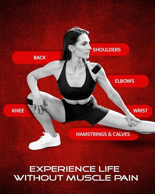 WOD Nation Kinesiology Tape Roll 6-Pack Latex Free, Waterproof Athletic and Sports Tape for Pain Relief - Supports & Stabilizes Knee, Muscles, Joints - 2in x 16.4ft Per Roll, Black