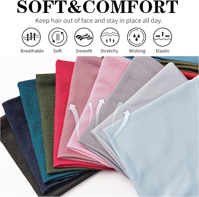 Women's Workout Headbands Non Slip Sport Sweatbands Yoga Hairbands for Travel Fitness Athletic Elastic Moisture Wicking for Girls