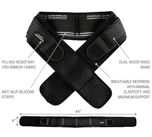 Sacroiliac Hip Belt for Women and Men That Alleviates Sciatic, Pelvic, Lower Back, Leg and Sacral Nerve Pain Caused by Si Joint Dysfunction| Trochanter Brace (Regular, Black)