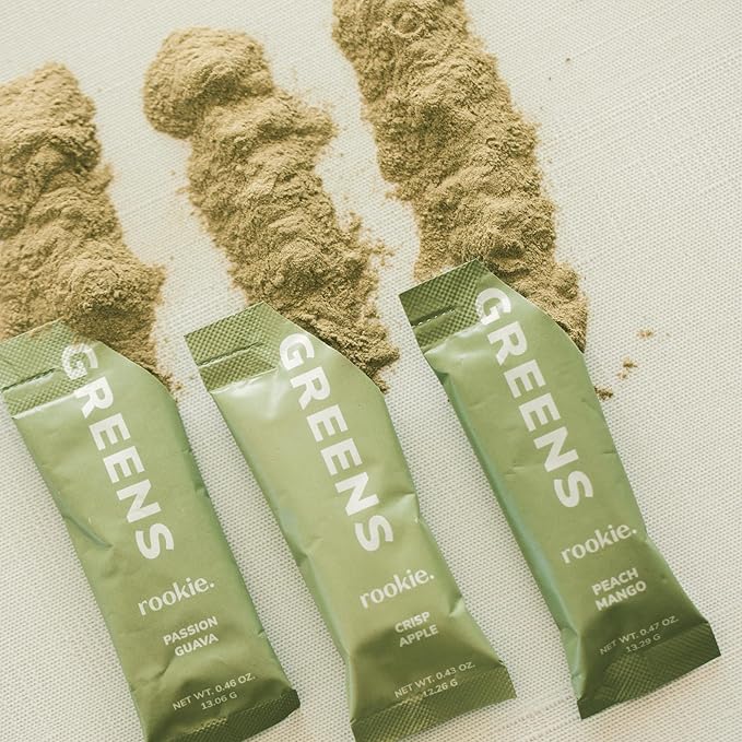 Rookie Wellness Greens + Superfoods - Greens Superfoods Powder Drink Made with Whole Food Sourced Ingredients Contains Vitamins, Probiotics, Antioxidants, and Baobab Fiber (30 Servings, Peach Mango)