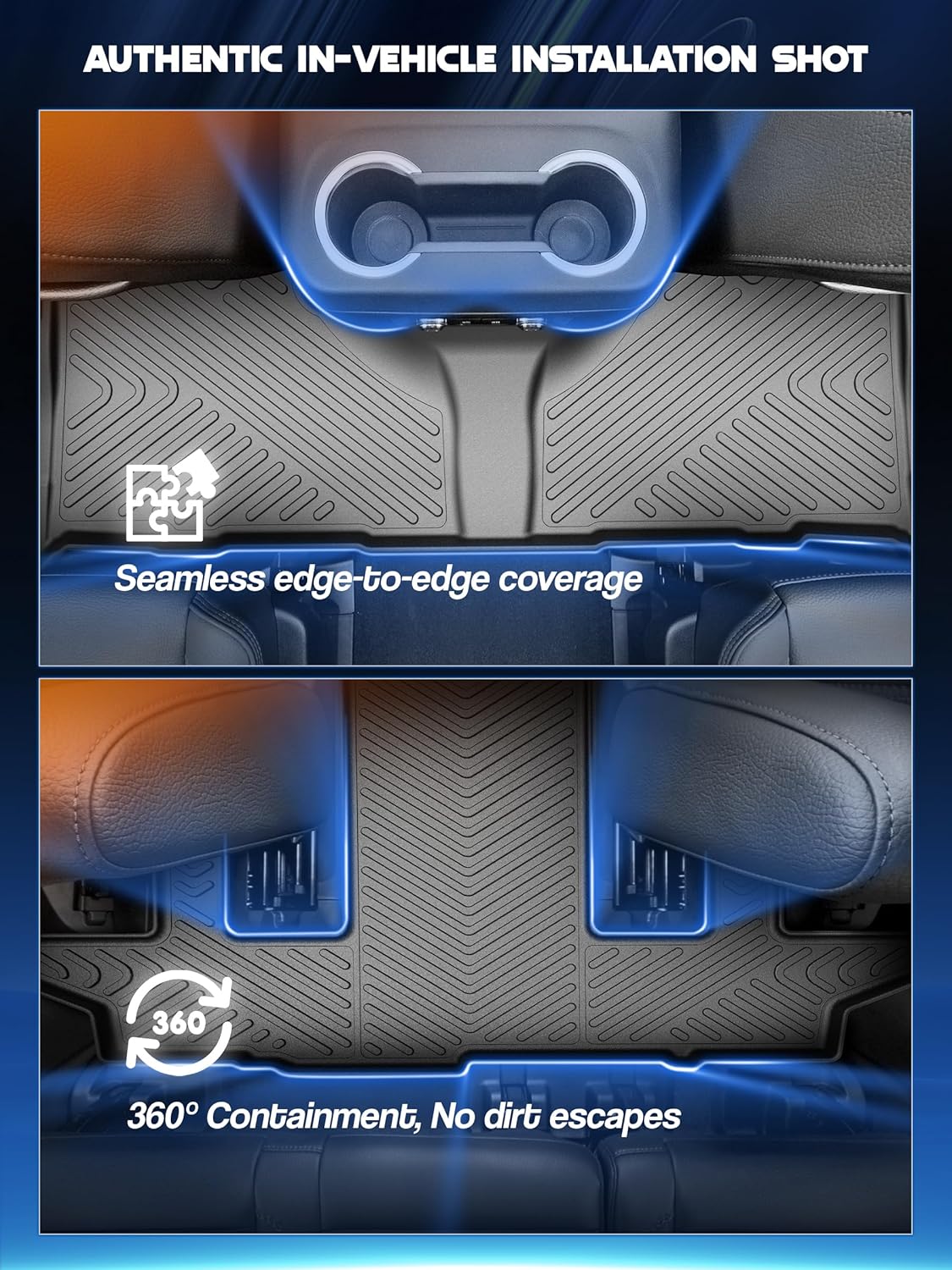 Floor Mat for 2021-2024 Chevrolet/Chevy Suburban/GMC Yukon XL (Only Fit 7seats),3 Row All Weather Protection Car Floor Liners,TPE Rubber Anti-Slip Full Set Custom Car Mats Accessories,Black