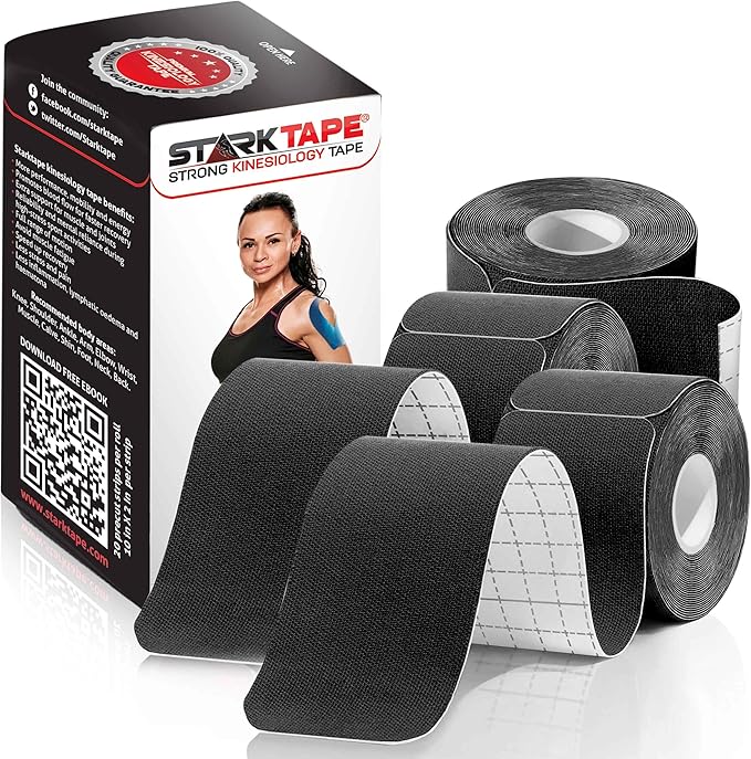 Kinesiology Tape Athletic Pro Sports - 3 Rolls, 60 Precut Strips, Latex-Free, for Muscle Support, Ankles, Wrists, Knees, Running, Tennis, Swimming. Stays Secure for Several Days
