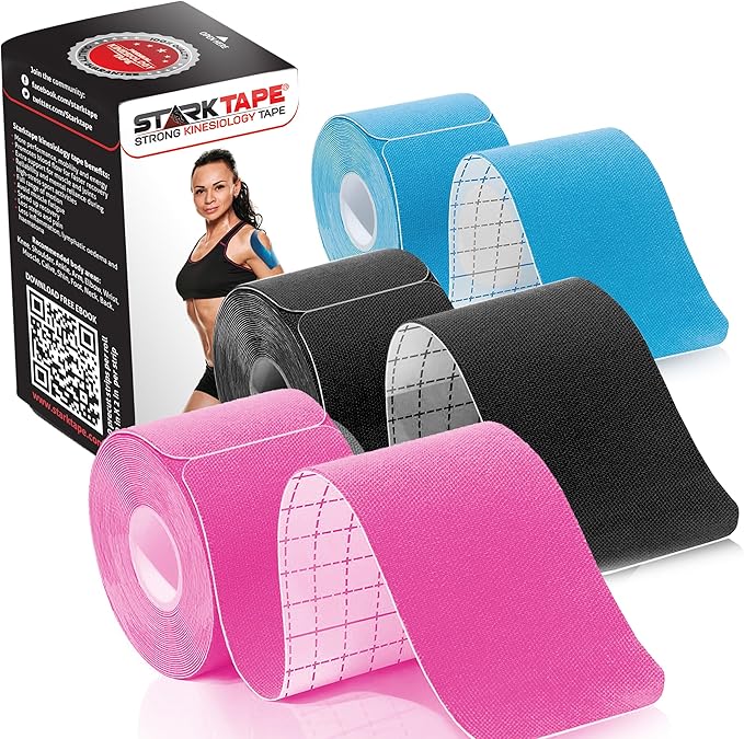 Kinesiology Tape Athletic Pro Sports - 3 Rolls, 60 Precut Strips, Latex-Free, for Muscle Support, Ankles, Wrists, Knees, Running, Tennis, Swimming. Stays Secure for Several Days
