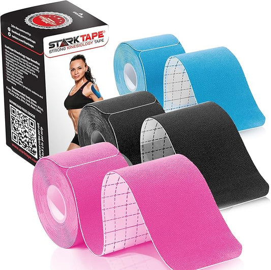Kinesiology Tape Athletic Pro Sports - 3 Rolls, 60 Precut Strips, Latex-Free, for Muscle Support, Ankles, Wrists, Knees, Running, Tennis, Swimming. Stays Secure for Several Days