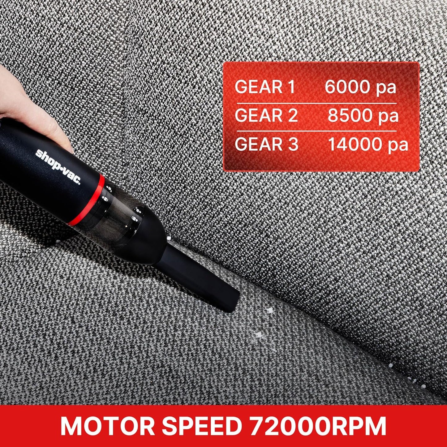 Shop-Vac Car Vacuum Cordless, 14000Pa 2-in-1 Blow/Suction Portable Air Duster, Mini Car Vacuum, Handheld & Lightweight with 6 Nozzles, Type-C Rechargeable for Auto/Home/Office