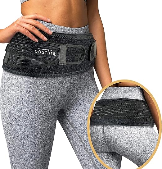Sacroiliac Hip Belt for Women and Men That Alleviates Sciatic, Pelvic, Lower Back, Leg and Sacral Nerve Pain Caused by Si Joint Dysfunction| Trochanter Brace (Regular, Black)