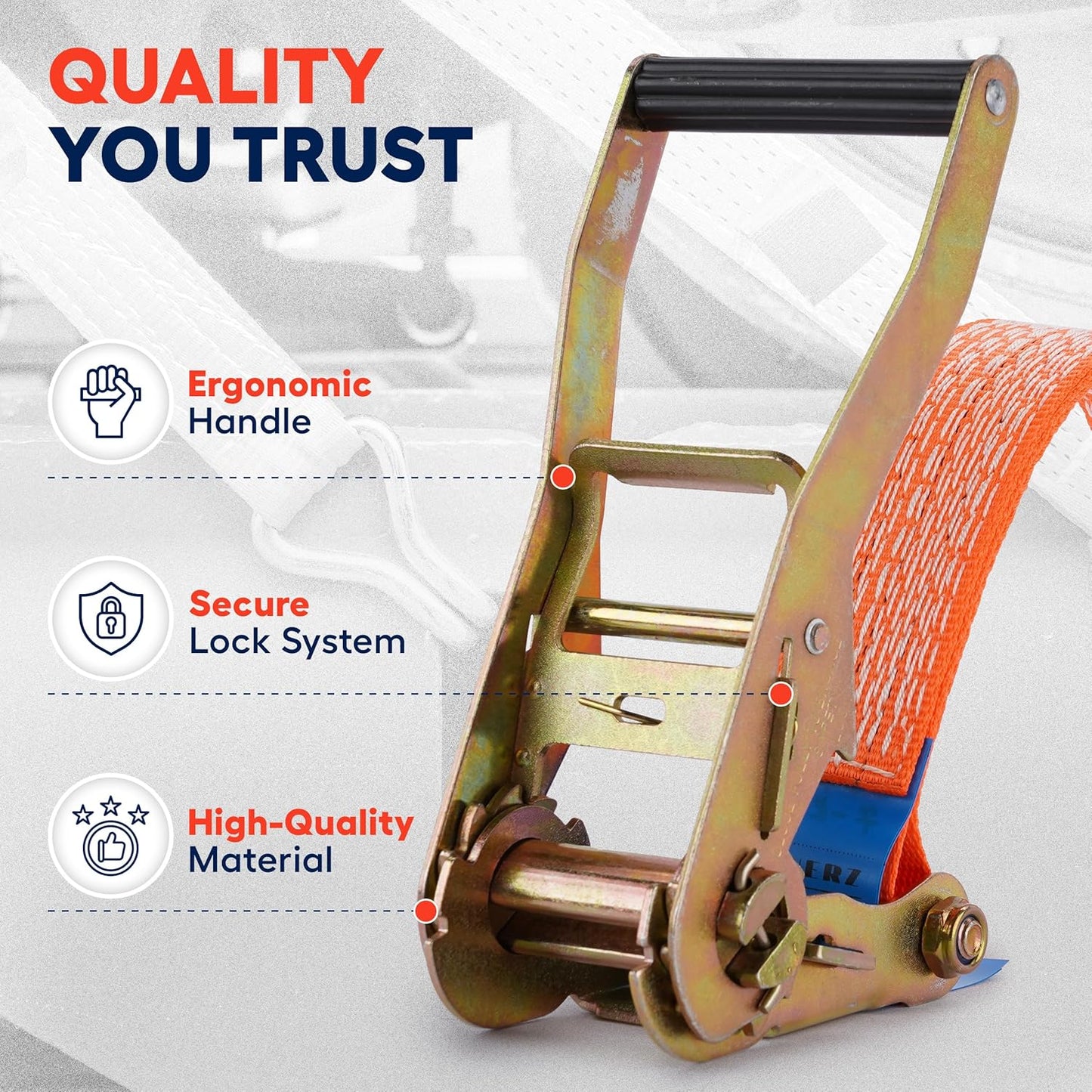 Heavy Duty Ratchet Straps 2" x 14' - 6600 Lb Breaking Strength Tie Down Straps with Double J Hooks for Trucks and Trailers