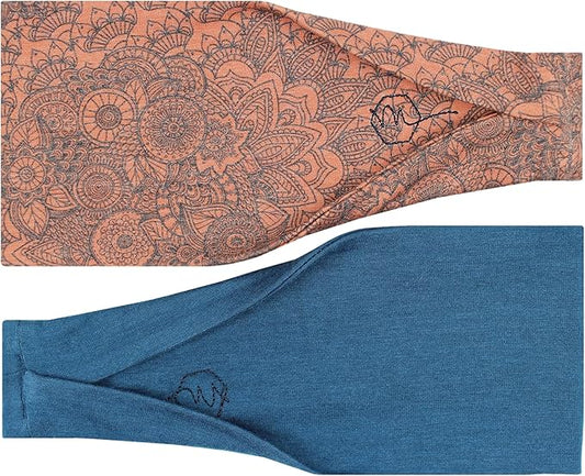 Maven Thread Workout Headbands for Women, 2Pack - 4 inch Thick Wide, Non Slip Sweatbands for Women, Ideal for Exercise, Gym Hairband for Athletic Workouts and Yoga, Black Marble