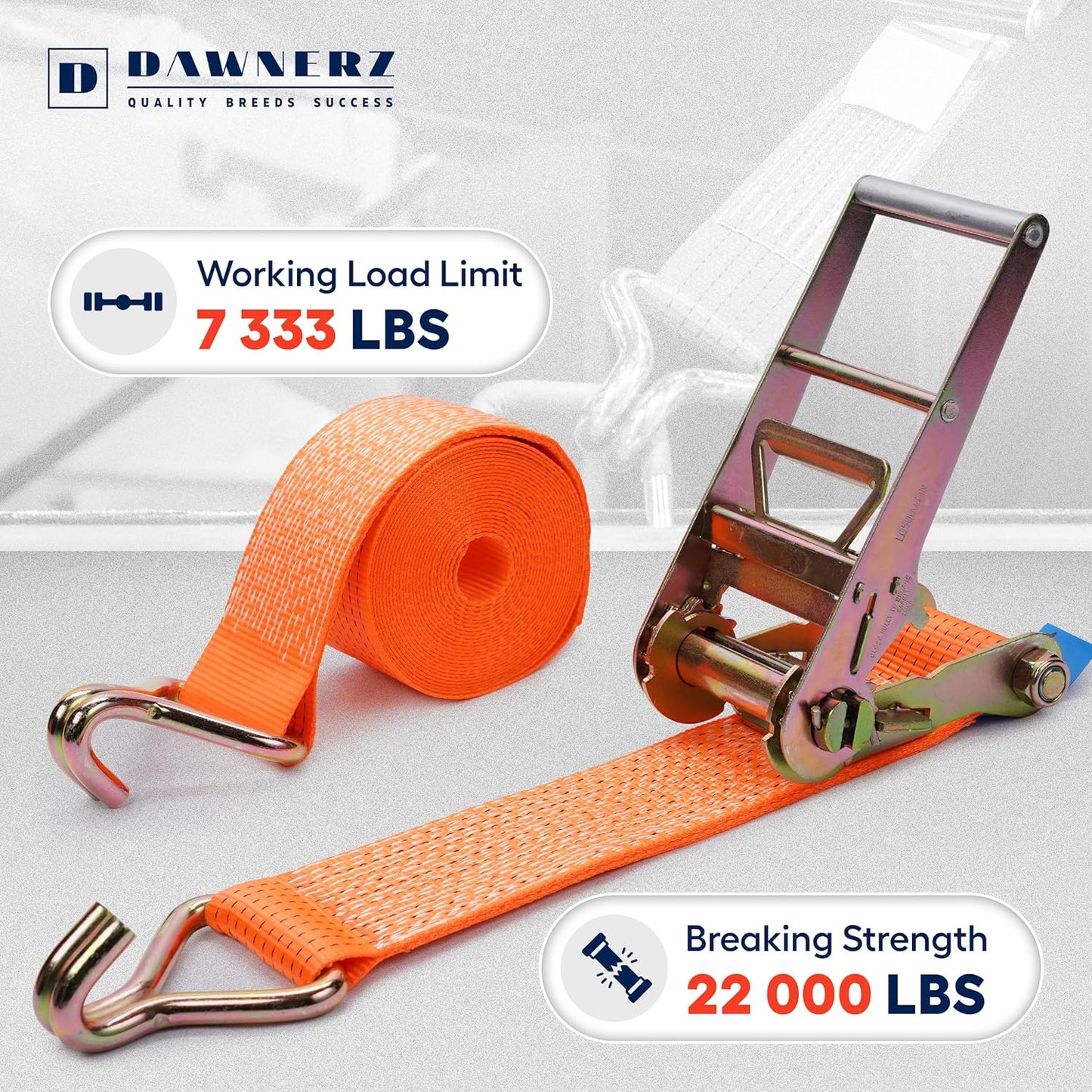 Heavy Duty 4 Inch x 30 Ft Ratchet Straps - 22,000 Lb Breaking Strength Tie Downs Ratchet Straps with Double J Hooks for Trucks & Trailers