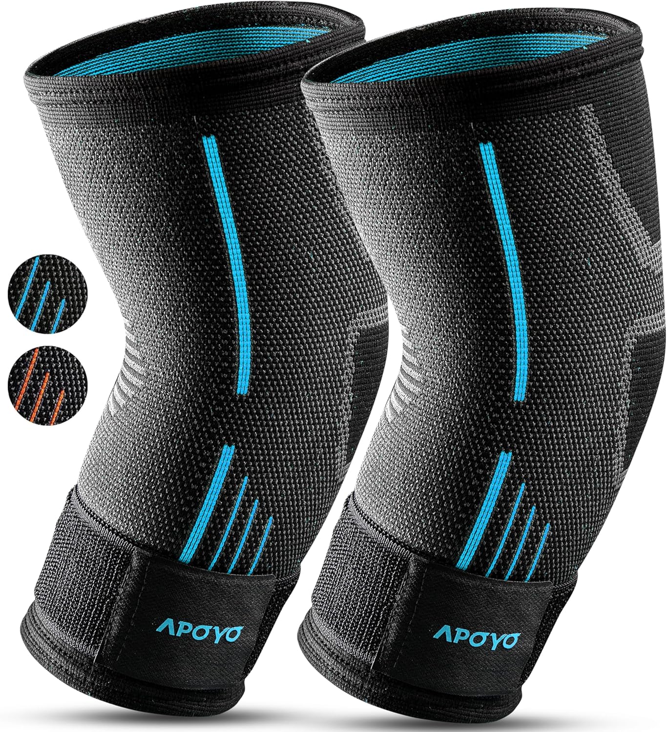 APOYO Elbow Brace for Tendonitis and Tennis Elbow, (Pair) Compression Sleeve for Arthritis, Workouts, Reduce Joint Pain During Fitness Activity (X-Large)