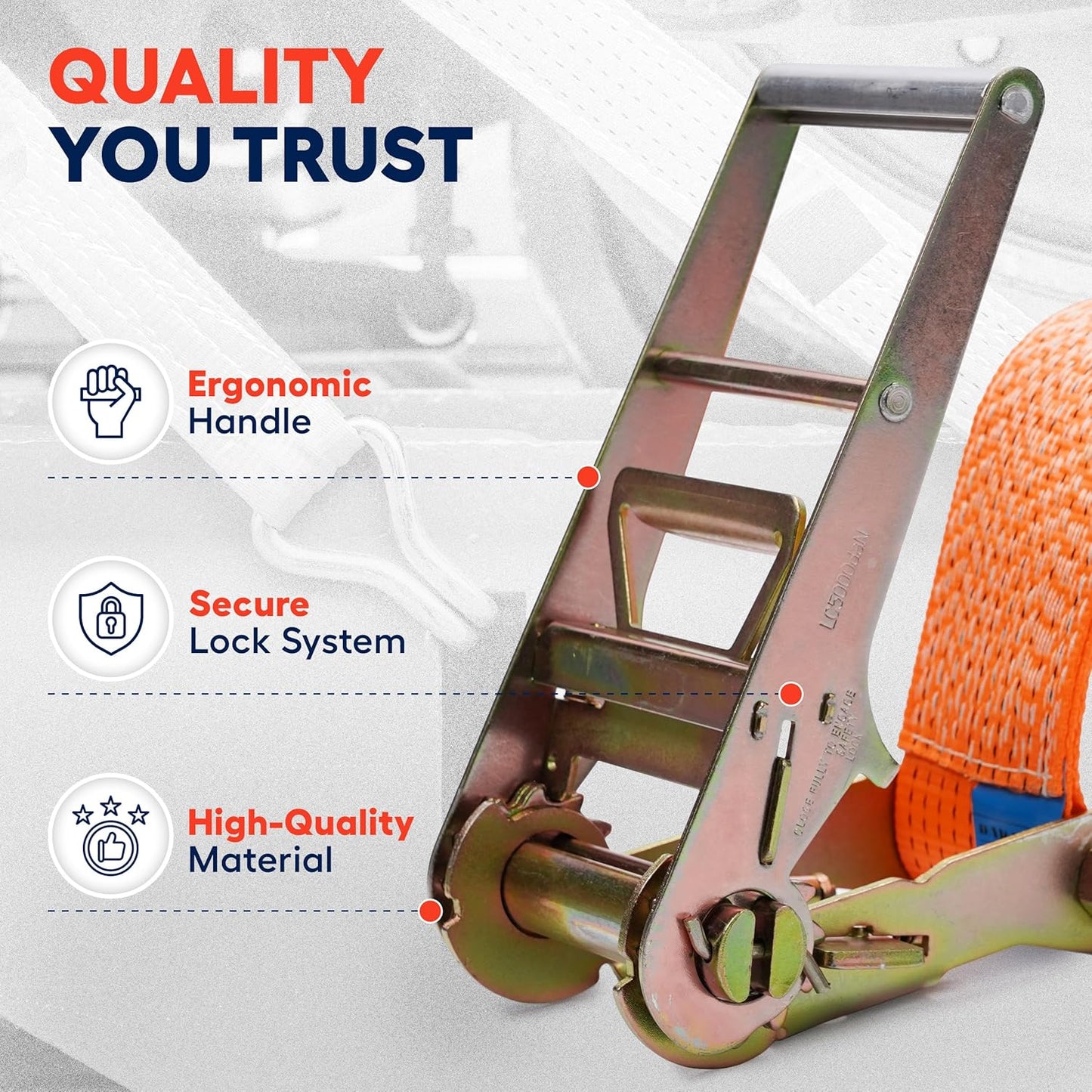 Heavy Duty 4 Inch x 30 Ft Ratchet Straps - 22,000 Lb Breaking Strength Tie Downs Ratchet Straps with Double J Hooks for Trucks & Trailers